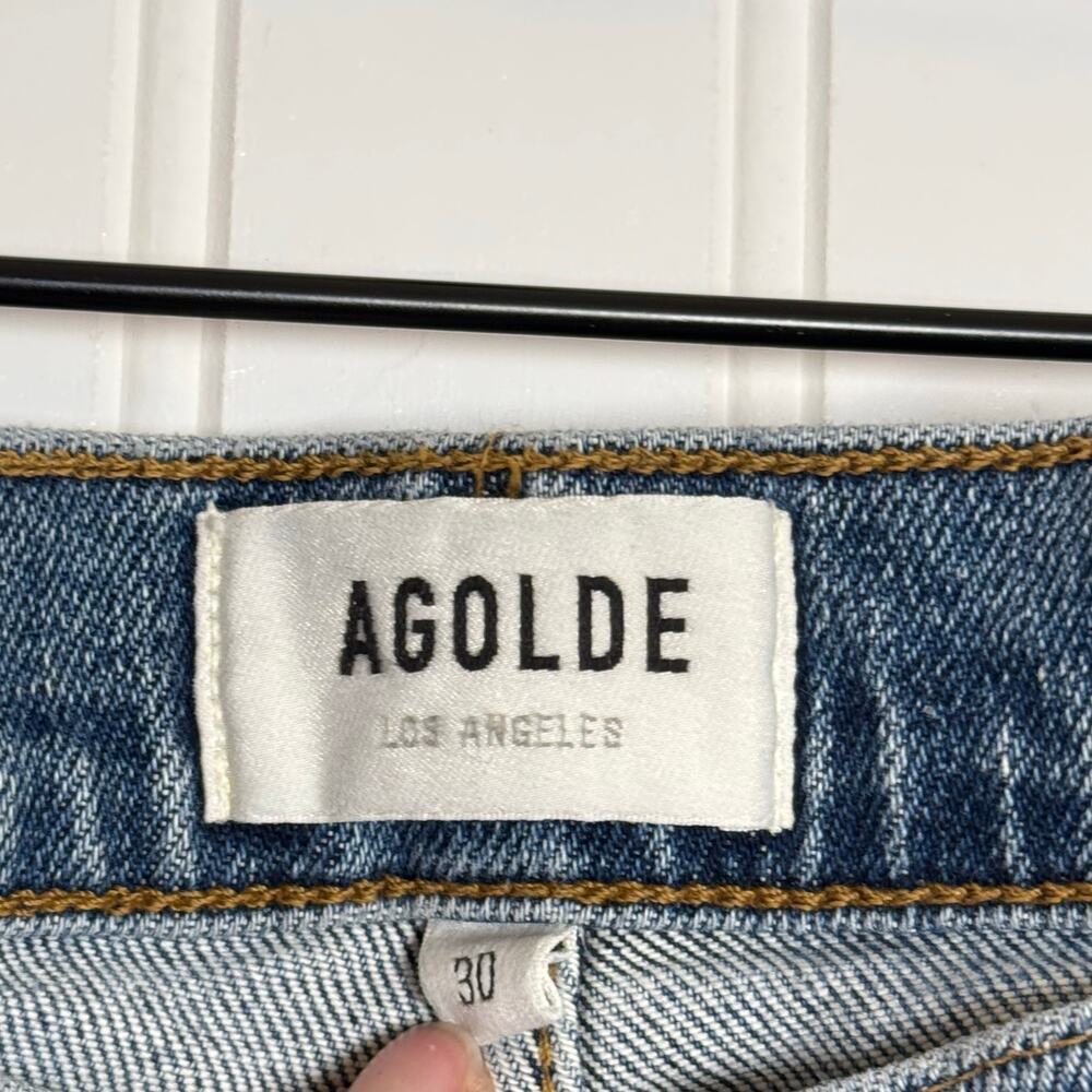 AGOLDE Toni Mid Rise Straight Leg Medium Wash Blue Button Fly Jeans Size 30 - Picture 4 of 9